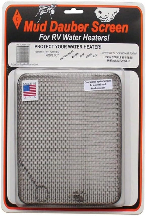 Stainless Steel Mud Dauber Screen for Suburban 6 Gallon RV Water Heater W600 - Front Package View | United RV Parts