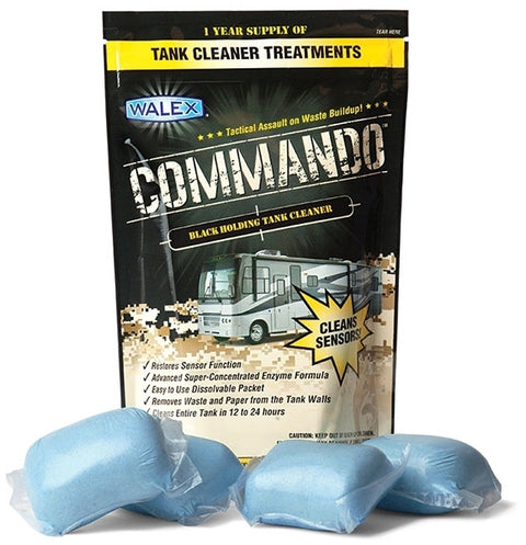 Walex Commando Black Holding Tank Cleaner 4-Pack Drop-In Pouches - Front View | United RV Parts
