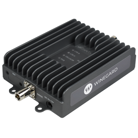 Black Winegard RangePro WB-1035 4G LTE Signal Booster - Angled View | United RV Parts