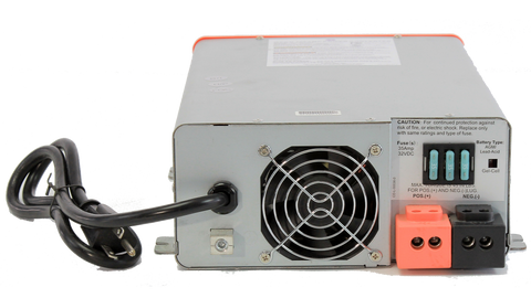 WFCO WF-68100-AD Power Converter - Rear View with Cooling Fan and Terminals | United RV Parts