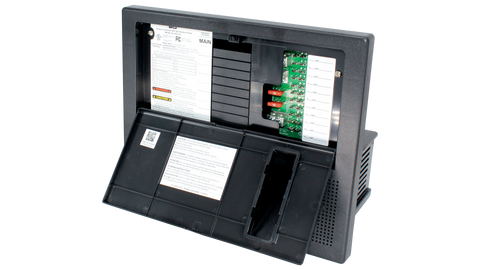 Black WFCO RV Power Converter - Angled Interior View with Circuit Board | United RV Parts