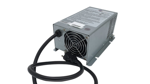 Silver WFCO 35 Amp RV Converter with Cooling Fan - Back View | United RV Parts