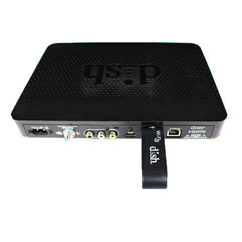Black Wi-Fi USB Adapter Connected to DISH Wally Receiver - Installation View | United RV Parts