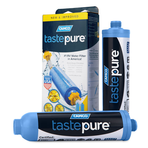 Camco TastePURE RV Water Filter Twin Pack with Packaging - Product Display | United RV Parts