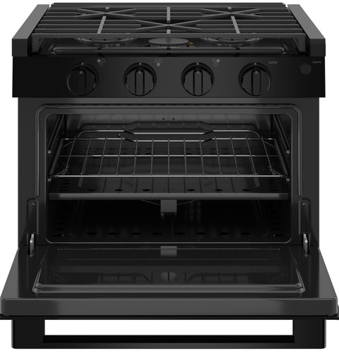 Black GE Profile PLD617DWBB RV LP Gas Range - Open Oven Interior View | United RV Parts