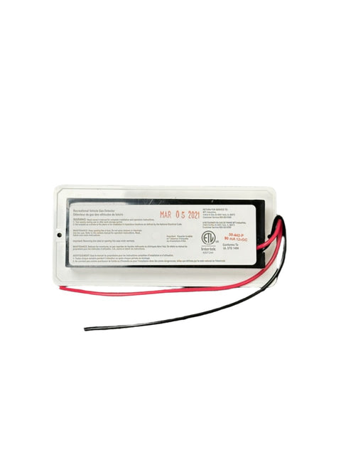 White MTI Industries LP Gas Detector Back View with Wiring Harness | United RV Parts