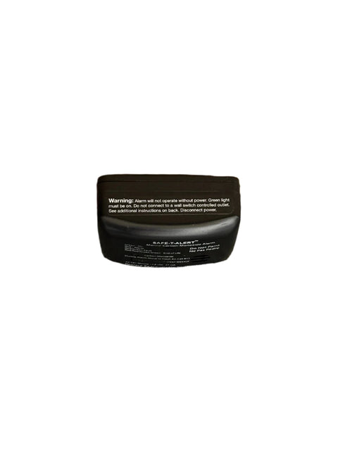 Black Safe-T-Alert CO Alarm - Bottom View with Warning Text | United RV Parts