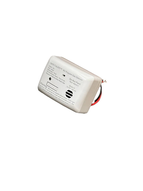 White Safe-T-Alert Propane Gas Detector - Side Angle with Wiring Detail | United RV Parts