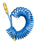 Blue Coiled Air Hose with Brass Fittings - Spiral Detail | United RV Parts
