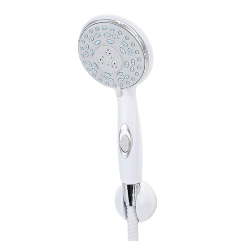 White Camco 43714 Handheld RV Shower Head with On/Off Switch and Wall Mount Holder - Front View | United RV Parts