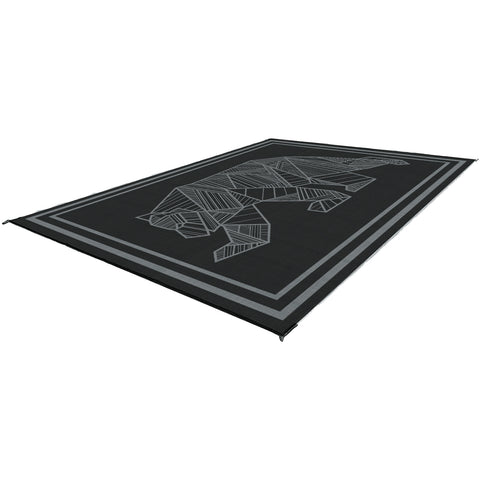Black KUMA Bear Outdoor Mat with Grey Geometric Bear Design - Full View | United RV Parts