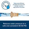 Water Pressure Regulator 40-50 PSI Protection - Benefit Graphic | United RV Parts