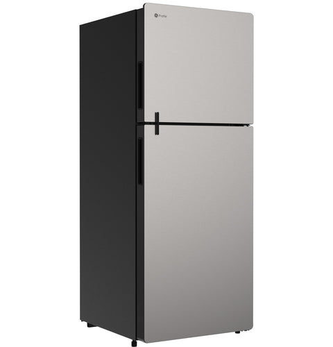Stainless Steel GE Profile 12V DC Refrigerator - Side Angle View | United RV Parts