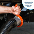 Orange RV Sewer Wrench In Use - Tightening Fitting Connection | United RV Parts