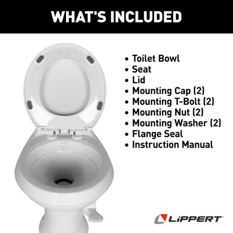 Lippert Flow Max RV Toilet Included Components and Parts List | United RV Parts