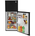 Black GE RV Refrigerator Interior with Food - Right Door Open View | United RV Parts