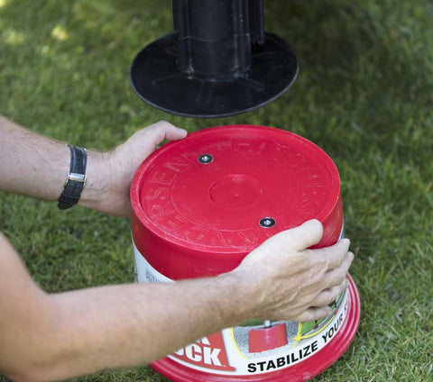Red Andersen Trailer Jack Block Installation by Hand - Close Up | United RV Parts