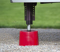 Red Trailer Jack Block Under Stabilizer Post - Installation View | United RV Parts