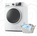 White InVision 2.7 Cu Ft Combo Washer Dryer 600-3900 - Front View with Laundry Basket | United RV Parts