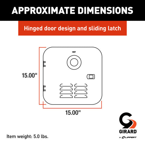 Girard Water Heater Door Dimensions - 15 x 15 Inch Size Chart | United RV Parts