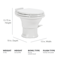 Dometic 311 Low Profile RV Toilet Dimensions - 13.75in Height | United RV Parts