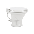 White Dometic 311 RV Toilet with Water Hose - Side Angle | United RV Parts