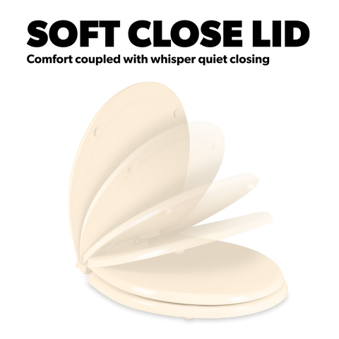 Bone Toilet Seat with Soft Close Lid Feature - Detail View | United RV Parts