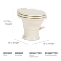 Dometic 311 Low Profile RV Toilet Dimensions - Specification View | United RV Parts