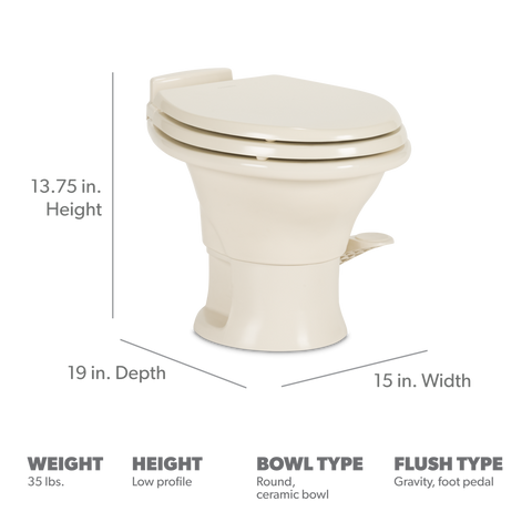 Dometic 311 Low Profile RV Toilet Dimensions - Specification View | United RV Parts