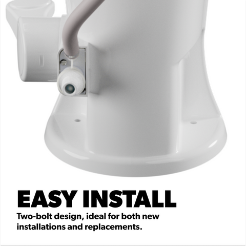 Dometic 321 RV Toilet Installation Close-Up - Two Bolt Mounting System Detail | United RV Parts