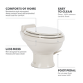 Dometic 321 RV Toilet - Feature Callout Graphic Vitreous Ceramic Bowl and Foot Pedal Flush | United RV Parts