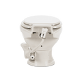 Bone Ceramic Dometic 321 RV Toilet - Rear View Showing Flush Valve and Water Connection Detail | United RV Parts
