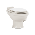 Bone Ceramic Dometic 321 Low Profile RV Toilet - Front Three-Quarter View with Foot Pedal | United RV Parts