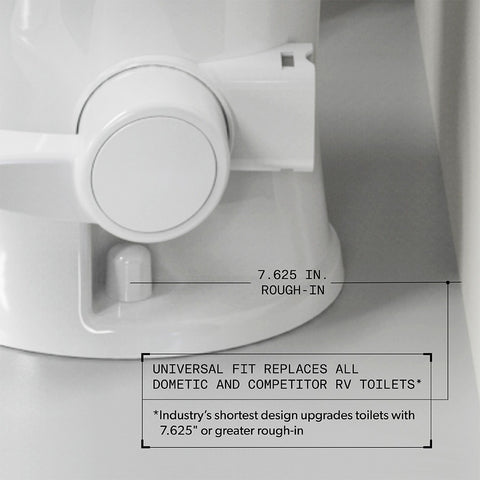 Dometic 410 RV Toilet - Bottom View with Dimension Specifications | United RV Parts