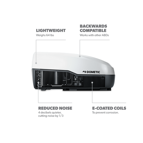 Dometic FreshJet 3 Features Infographic - Lightweight Quiet Design | United RV Parts