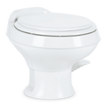 White Plastic Dometic 301 Short RV Toilet - Side View | United RV Parts
