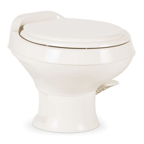 Bone Plastic Dometic 301 Short RV Toilet - Side Profile View | United RV Parts