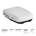 White Dometic FreshJet 5 15000 BTU RV AC with Features Chart | United RV Parts