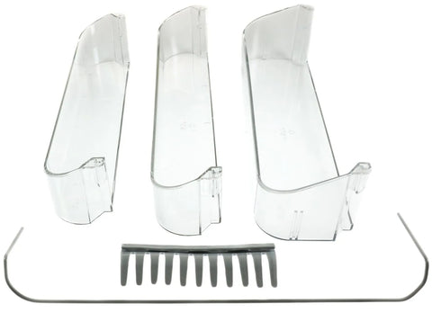 Clear Plastic Refrigerator Door Bins - Angled View with Wire Guard Detail | United RV Parts