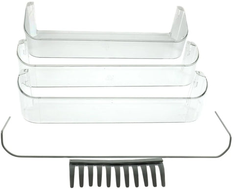 Clear Dometic Fridge Door Shelves - Stacked View with Mounting Wire | United RV Parts