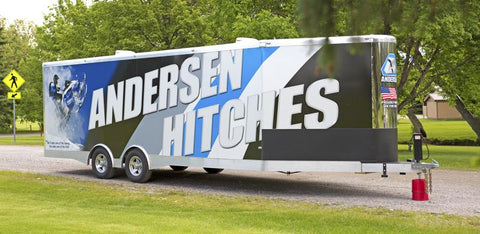 Double Stacked Jack Blocks Under Blue Andersen Trailer - In Use | United RV Parts