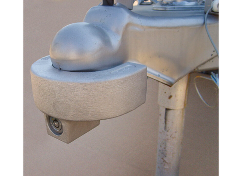 Silver Blaylock TL-34 Coupler Lock - Installed on White Trailer Hitch | United RV Parts