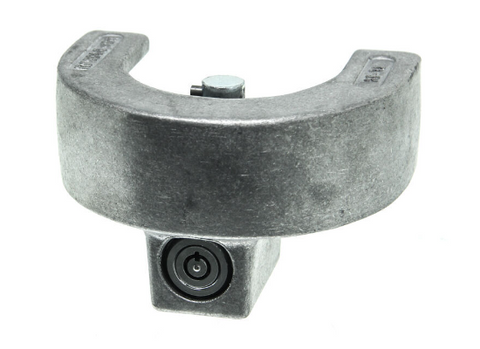 Silver Cast Aluminum 2-5/16 Coupler Lock - Top View | United RV Parts