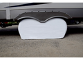 White ADCO Double Axle RV Tire Cover Installed on Trailer - Side View | United RV Parts