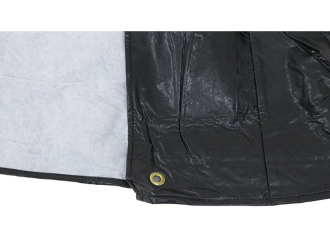 Black Vinyl RV Triple Axle Tire Cover - Brass Grommet and Interior Lining Detail | United RV Parts