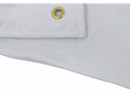 White Vinyl RV Tire Cover Corner Detail with Brass Grommet - Close-Up | United RV Parts