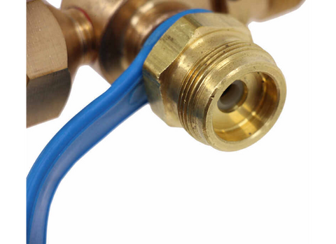 Brass Propane Fitting with Blue Collar - Close-up Detail | United RV Parts