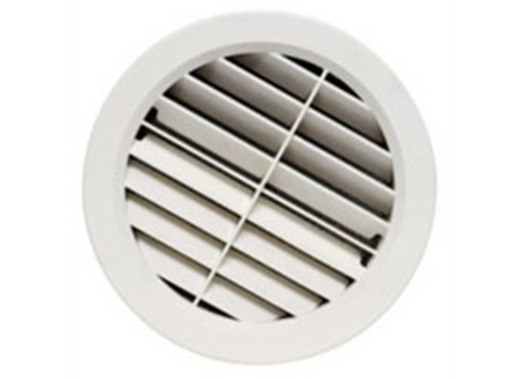 Light Beige Plastic 5 Inch Round AC Ceiling Register - Angled View | United RV Parts