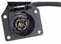 Valterra 7-Way Round Trailer Connector Socket with brass pins - Close-Up Detail | United RV Parts