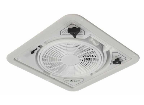 White MaxxAir Pivoting RV Rooftop Fan 00-62000 - Top View with Smoke Lid | United RV Parts